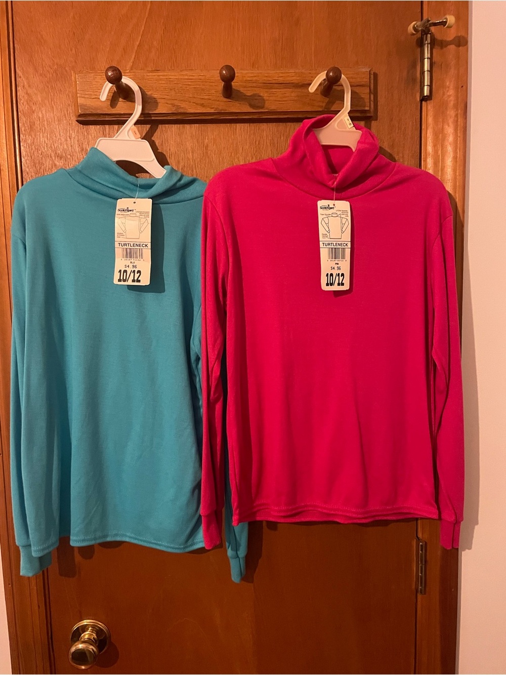 Kids Long Sleeve Turtleneck Shirts- Pink and Turquoise